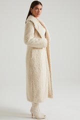 Alaska-Long Shearling Coat in Cream
