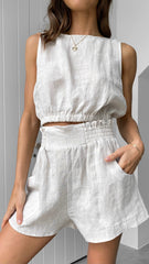 Aimee Linen Top - Oat