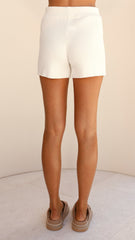 Bianca Knit Ribbed Shorts - White