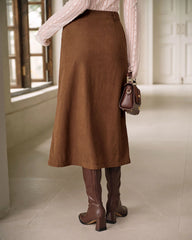 Brown Natural Waisted Straight Skirt
