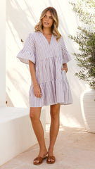 Tarnie Mini Dress - Brown Stripe