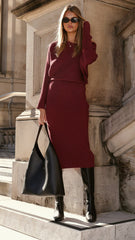 Iluka Knit Midi Skirt - Burgundy
