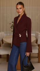 Lani Open Front Top - Burgundy