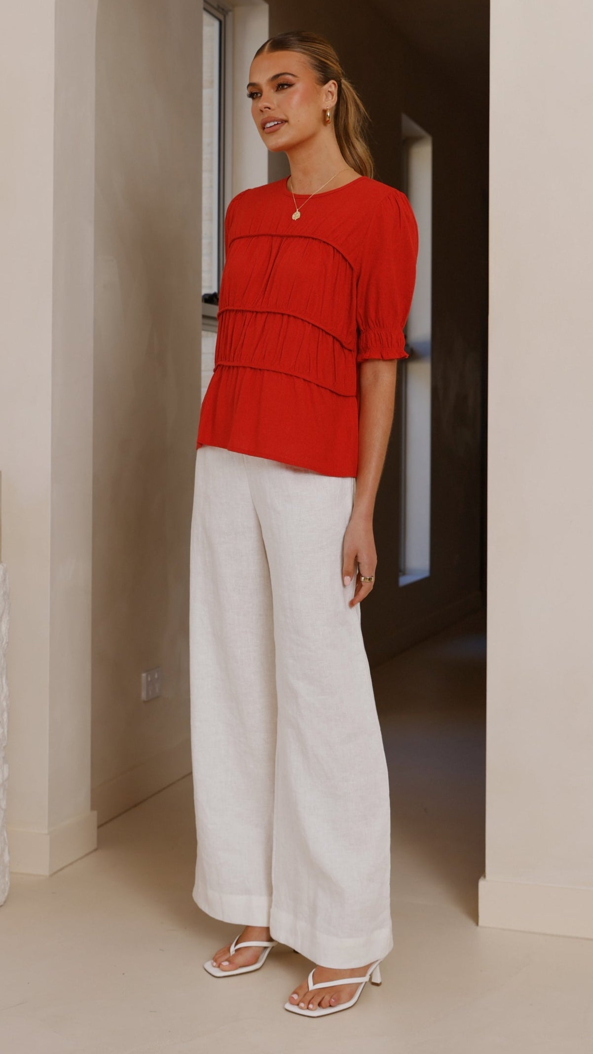 Kai Short Sleeve Top - Red