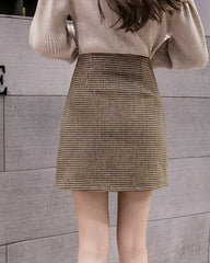 Camel A-Line Ruched Mini Skirt