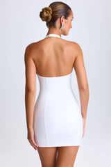 Kaya-Halterneck Mini Dress in White