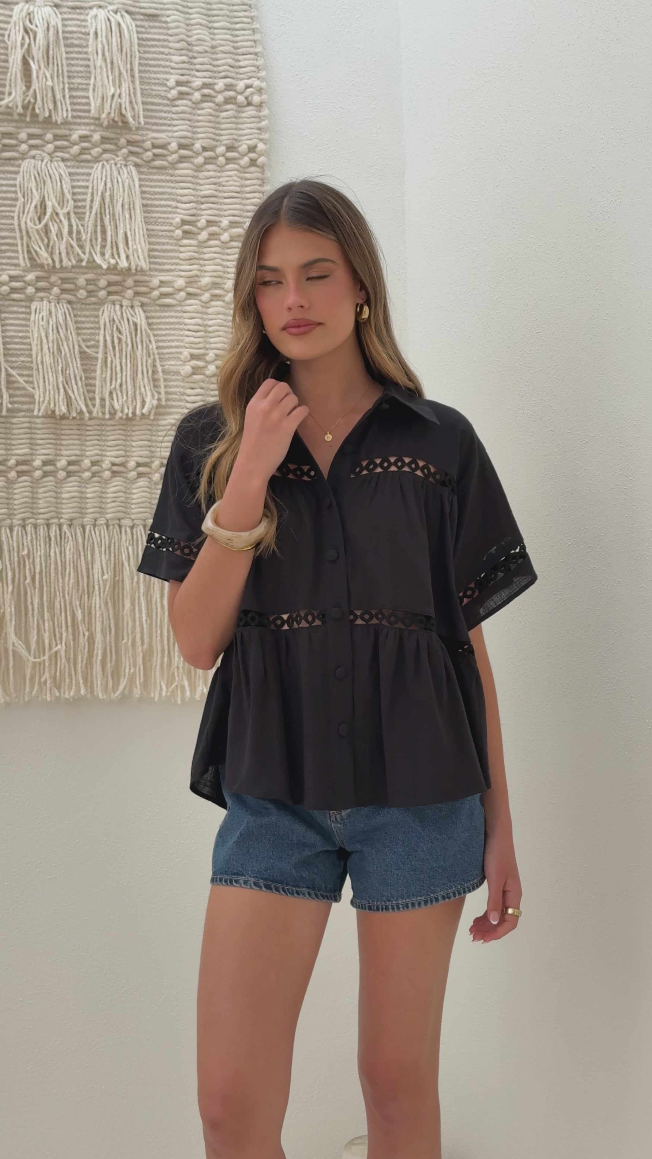 Azaria Button Up Shirt - Black