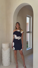 Benni Asymmetric Mini Dress - Fiore Bianco