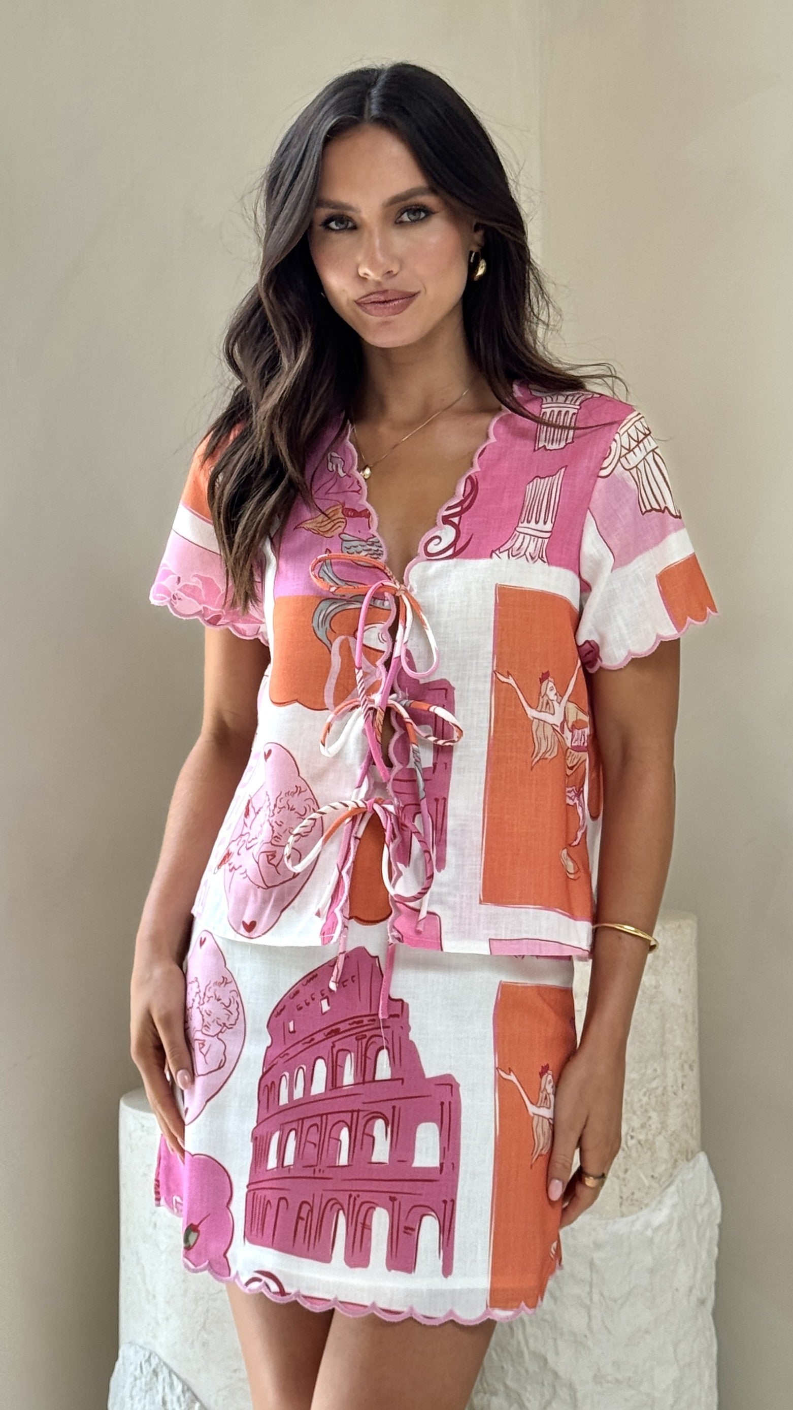 Colton Mini Skirt - Pink/White