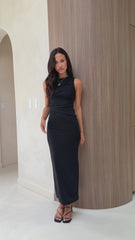 Sarsha Boatneck Maxi Dress - Black