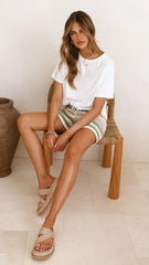 Janella Knit Shorts - Green / Cream Stripe