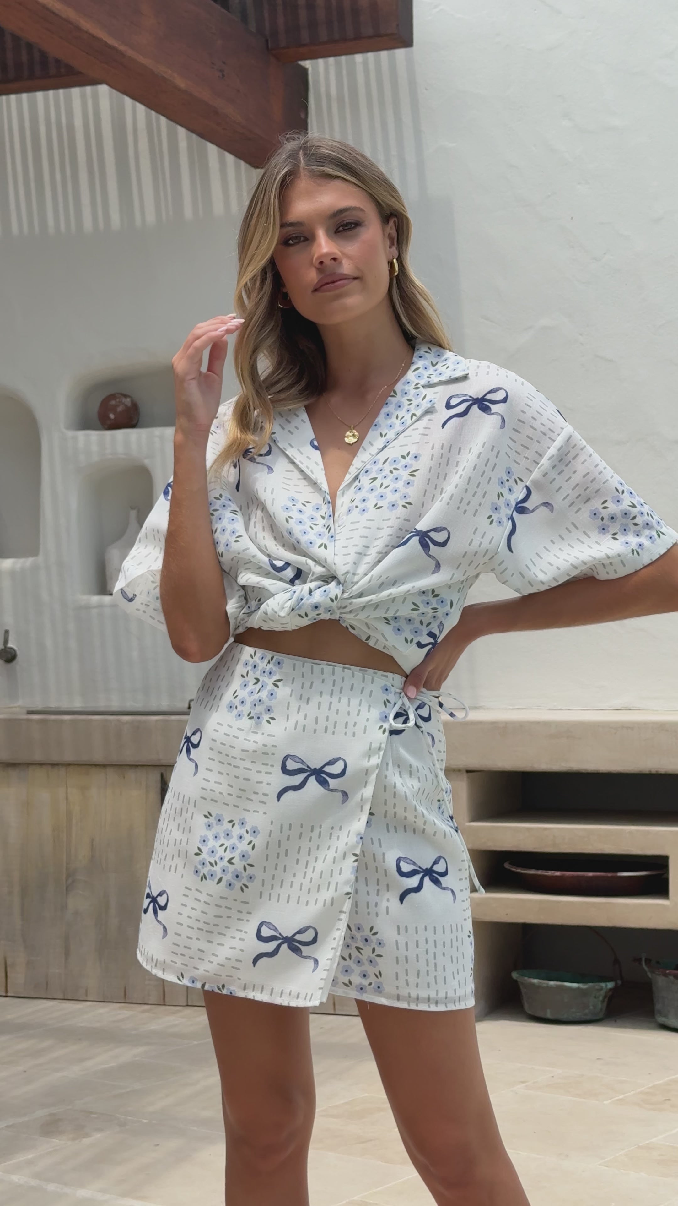 Abilene Wrap Mini Skirt - Sweet Bow Blue