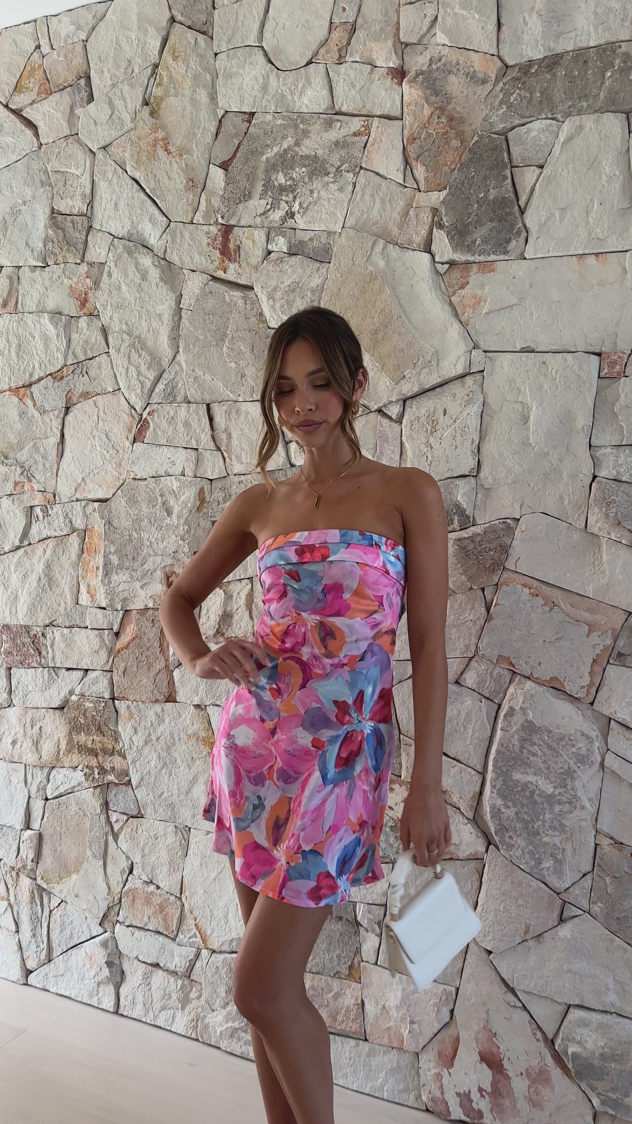 Miya Mini Dress - Pink/Blue Floral