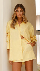 Charla Button Up Top - Yellow