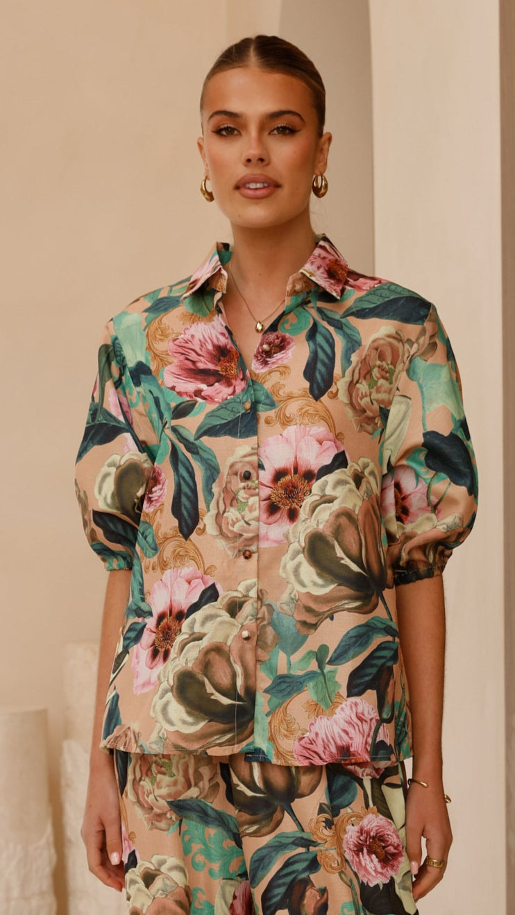 Sammy Button Down Shirt - Mocha Rose