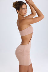 Lilia-Bandeau Cut-Out Mini Dress in Warm Peach