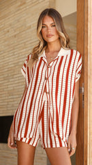 Leonie Short Sleeve Knit Top - Red