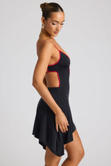 Catalina-Contrast Binding Mini Dress in Black