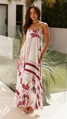 Kaethe Maxi Dress - White/Pink