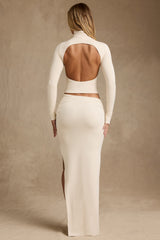 Nadina-Modal Asymmetric-Waist Maxi Skirt in Ivory
