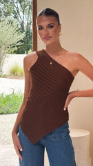 Alyssia One Shoulder Top - Chocolate