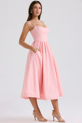 Rose Pink Cotton Corset Sundress
