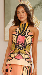 Portugal Twist Halter Top - Melon