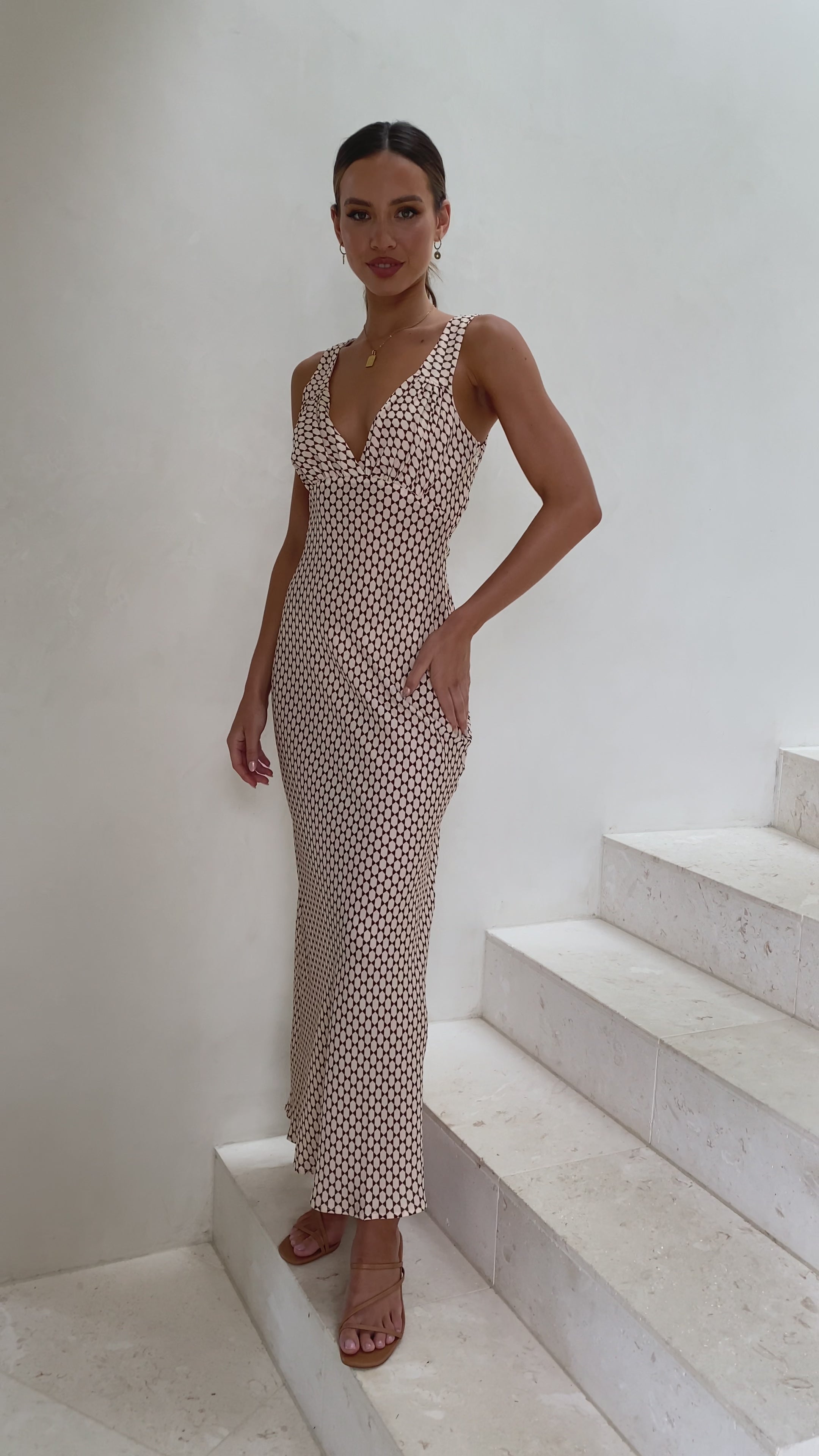 Rubie Maxi Dress - Brown Geo
