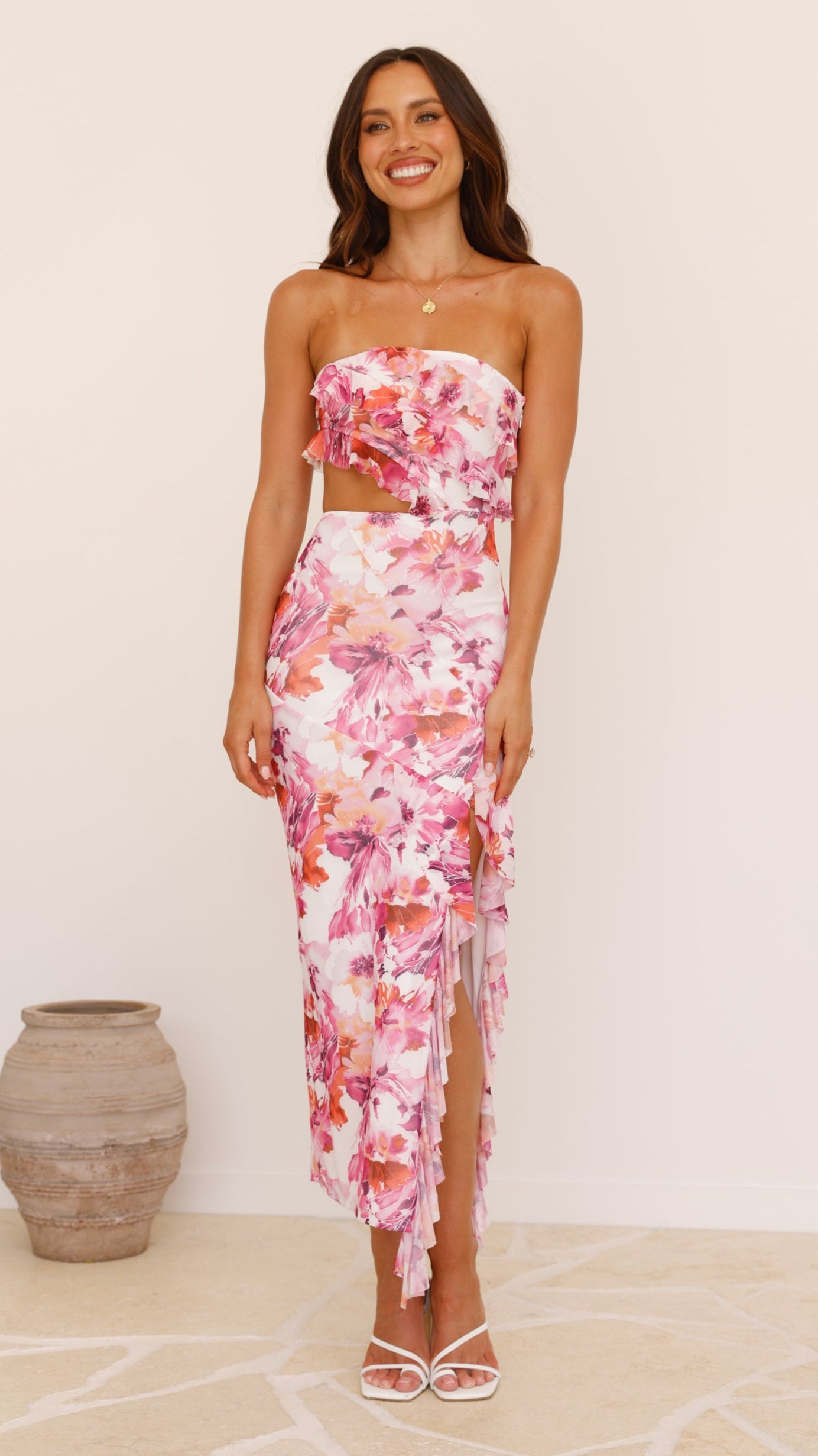 Zinnia Midi Dress - Pink/Purple Floral