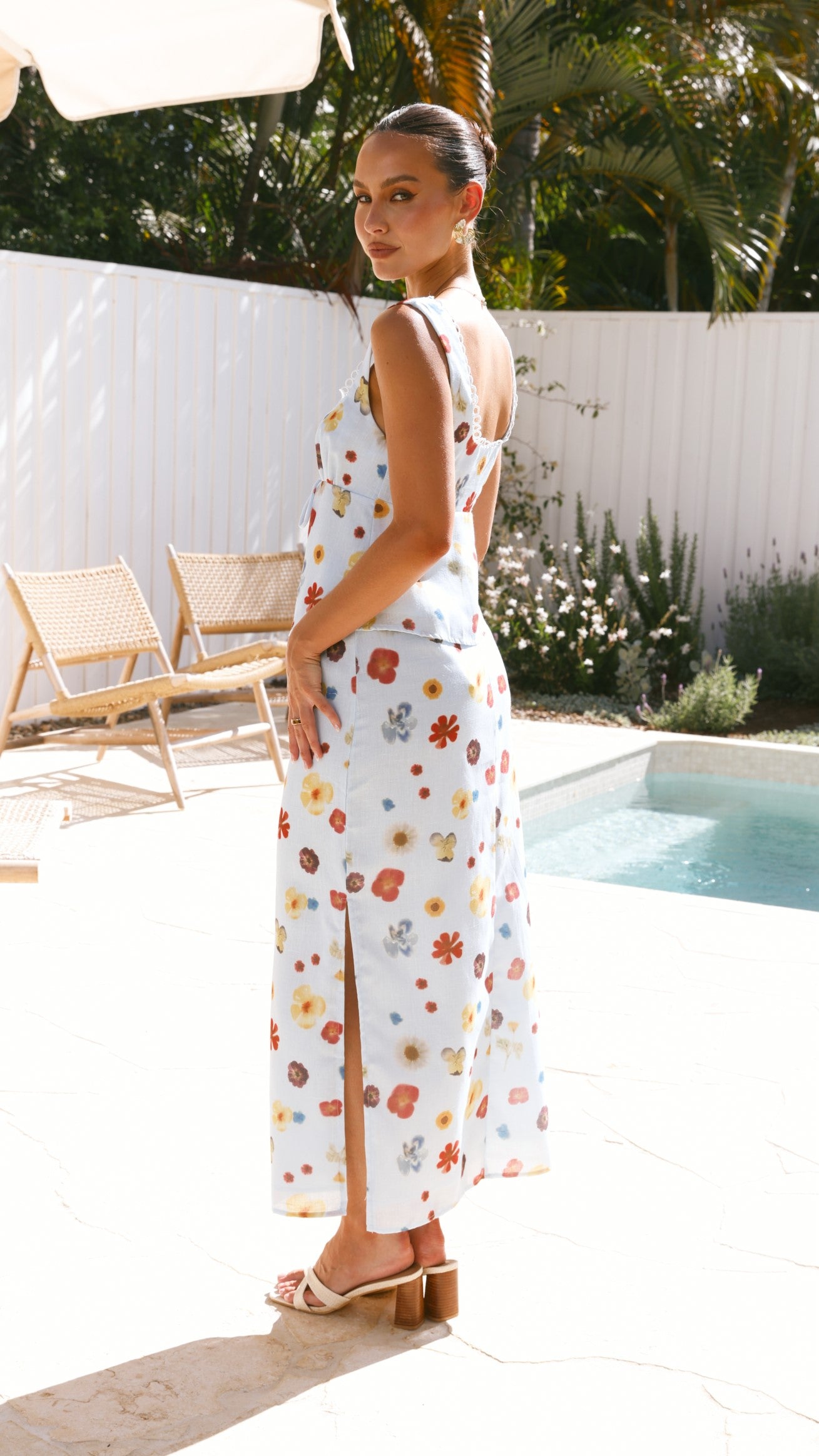Vaiana Maxi Skirt - Blue / Floral