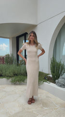 Eden Ribbed Maxi Dress - Nude