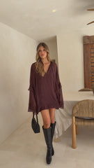 Leera Mini Dress - Chocolate