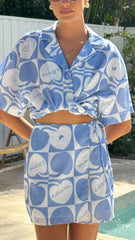 Abilene Wrap Mini Skirt - Blue
