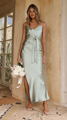 Yasmeen Tie Front Maxi Dress - Sage