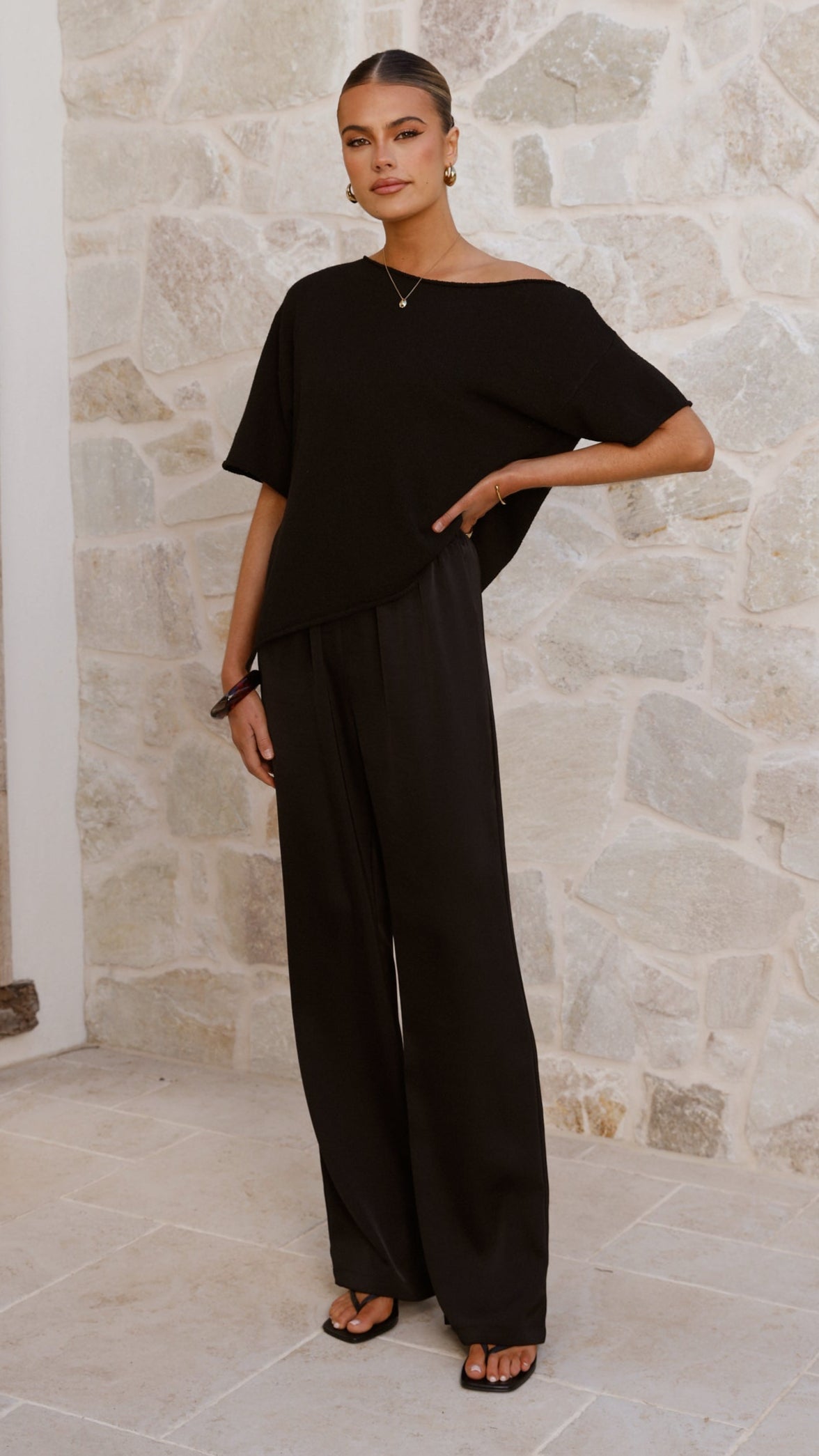 Blair Off Shoulder Tee - Black