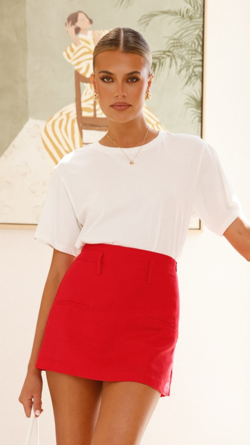 Jessica Skort - Red Linen Blend