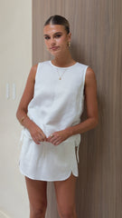 Calypso Linen Mini Skirt - White