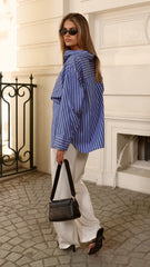 Ciel Oversized Long Sleeve Shirt - Dark Blue