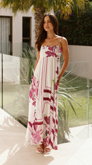Kaethe Maxi Dress - White/Pink