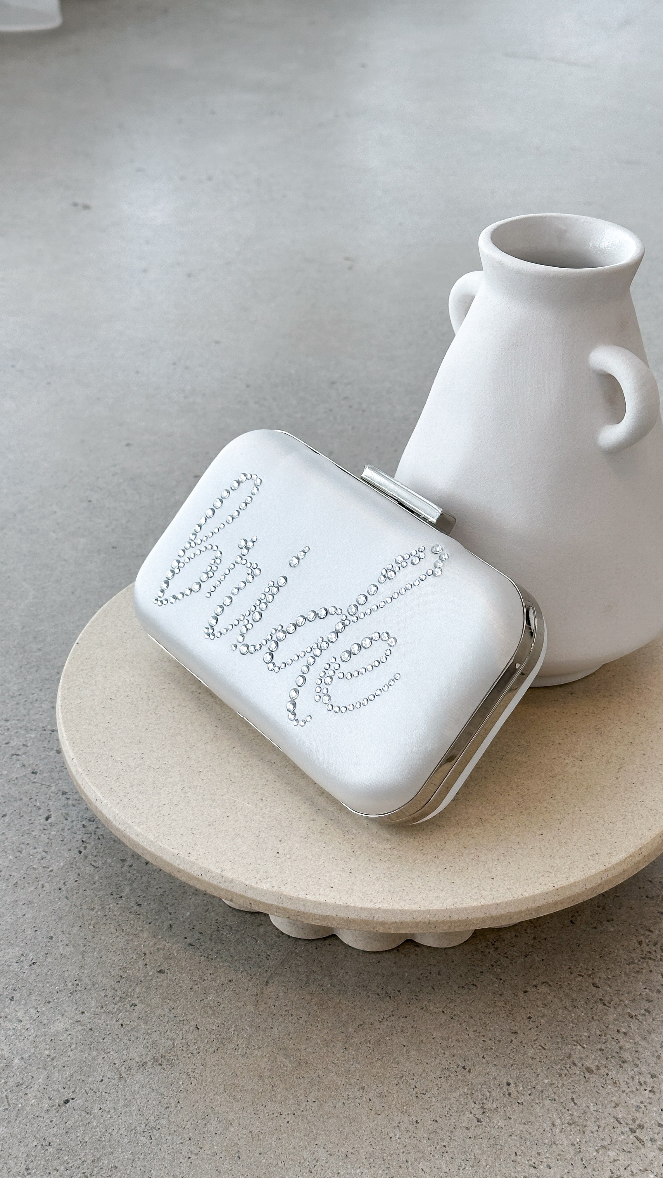 Bride To Be Satin Clutch - Silver