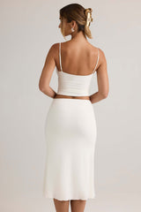 Luella-Modal Ruched Mid-Rise Midaxi Skirt in White