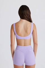 Soft Active Twist-Front Mini Shorts in Lilac