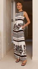 Briar Wide Leg Pants - Chocolate Abstract