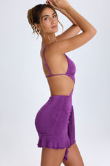 Cerai-Ruffle-Trim Cut-Out Mini Dress in Grape