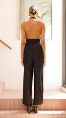 Frances Halter Neck Top - Black