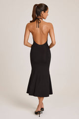 Karissa-Modal Halterneck Midaxi Dress in Black