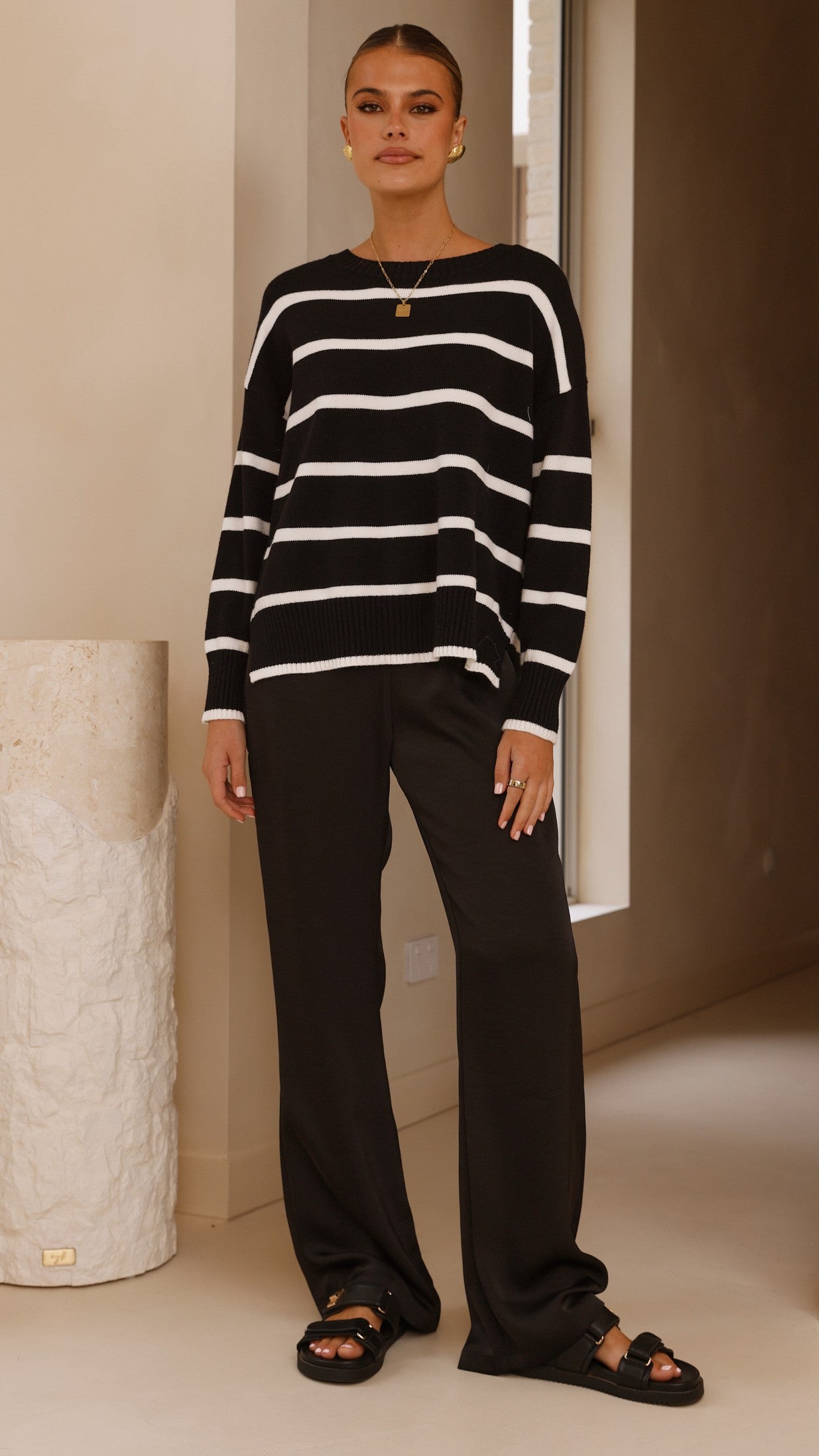 Vara Knit Jumper - Black/White Stripe