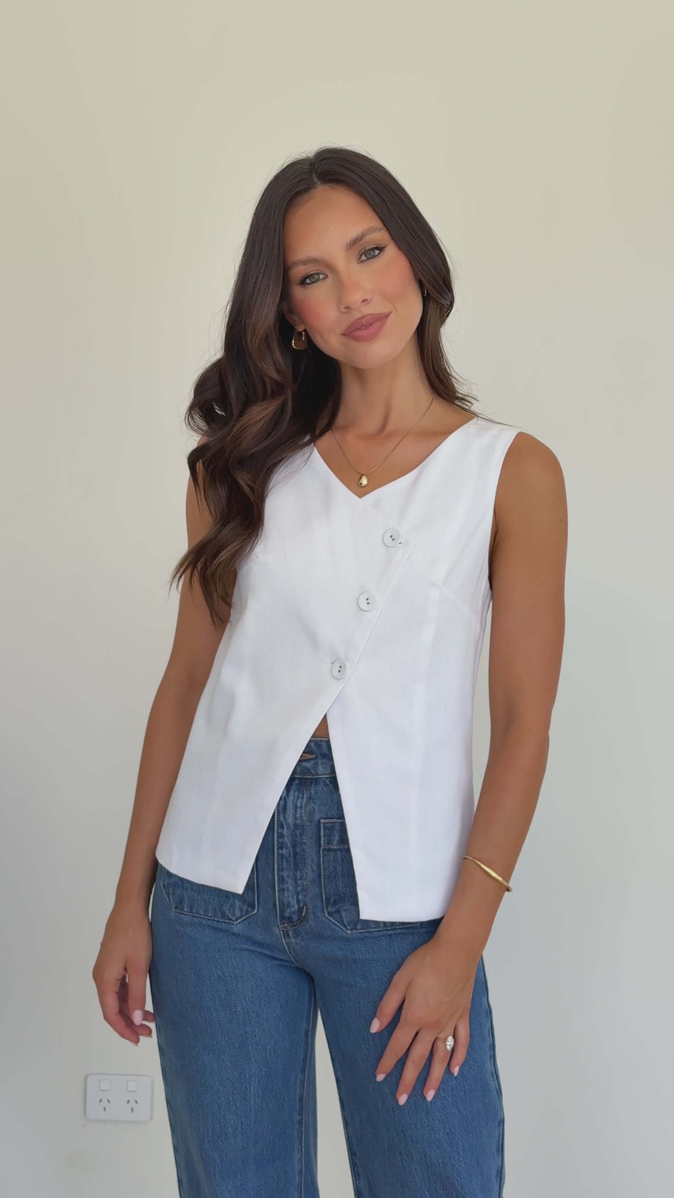 Rochelle Vest Top - White