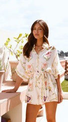 Carmen Playsuit - Flower Print