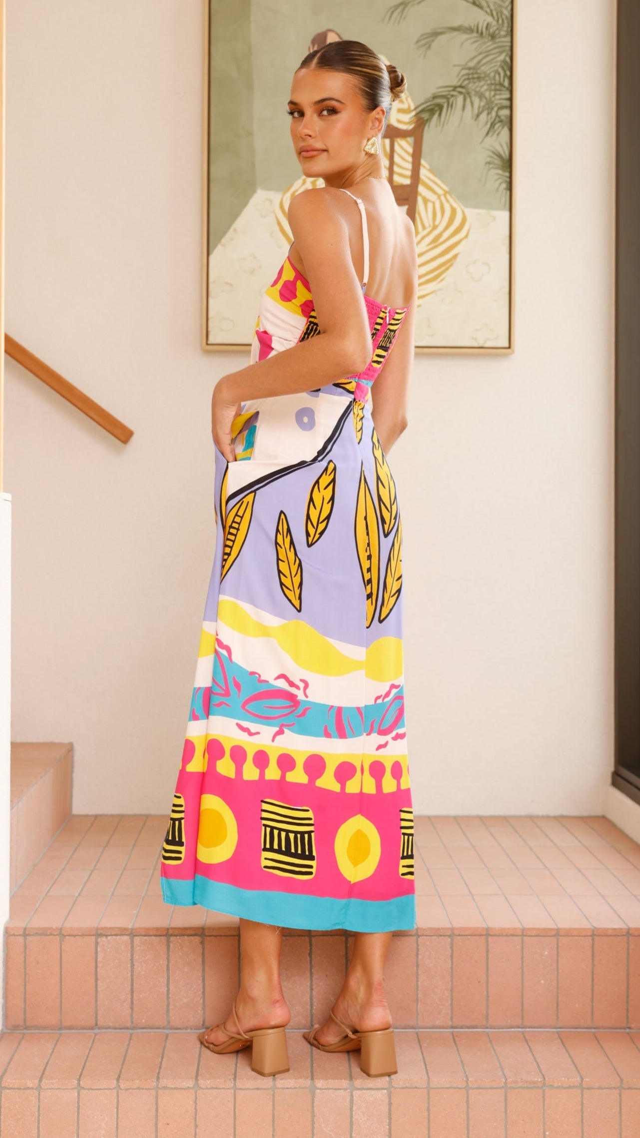 Shahar Maxi Dress - Pink Print